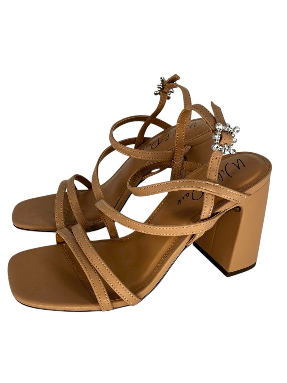 Wild Pair Vinii Strappy Block Heel Sandals Buff Nude – Size 7.5M
